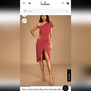 Lulu's Raise A Glass Rusty Rose One-Shoulder Midi Dress, XS